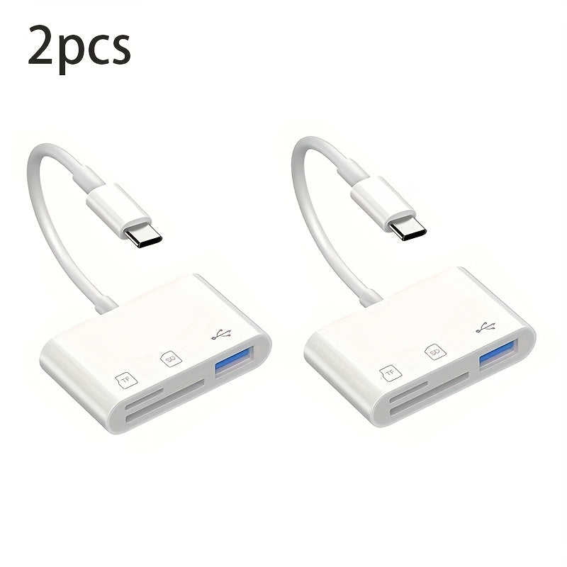USB-C OTG SD Card Reader Adapter 2-Pack, Type-C to SD & Micro SD/TF Memory Card Reader for iPhone
