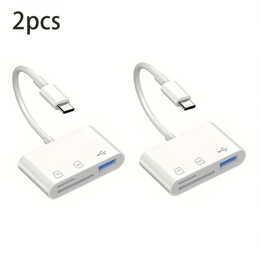 USB-C OTG SD Card Reader Adapter 2-Pack, Type-C to SD & Micro SD/TF Memory Card Reader for iPhone