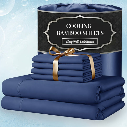 Bed Sheet Set 4-Piece Bamboo-Derived Fabric with Available Extra-Deep Pocket and Eighteen Colors