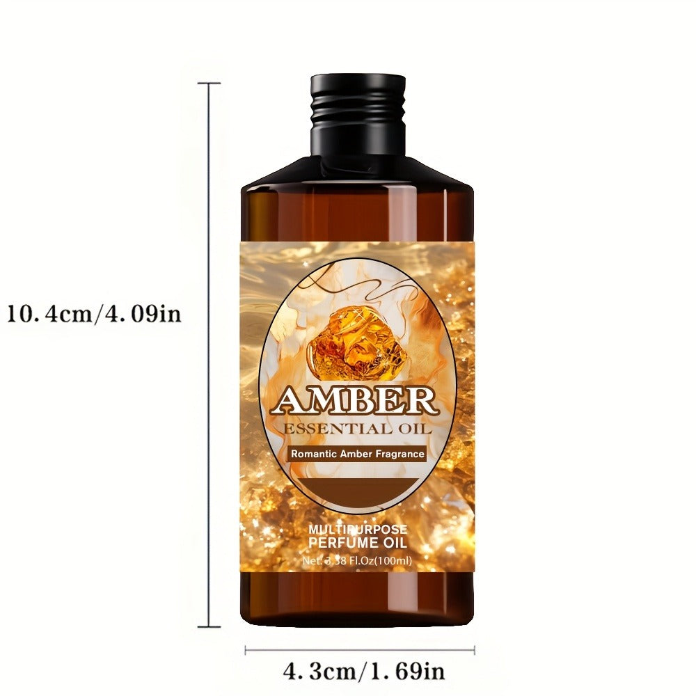 Essential Oil Amber Romantic Fragrance 100ml Dropper Bottle for Diffuser, Massage and DIY Blends