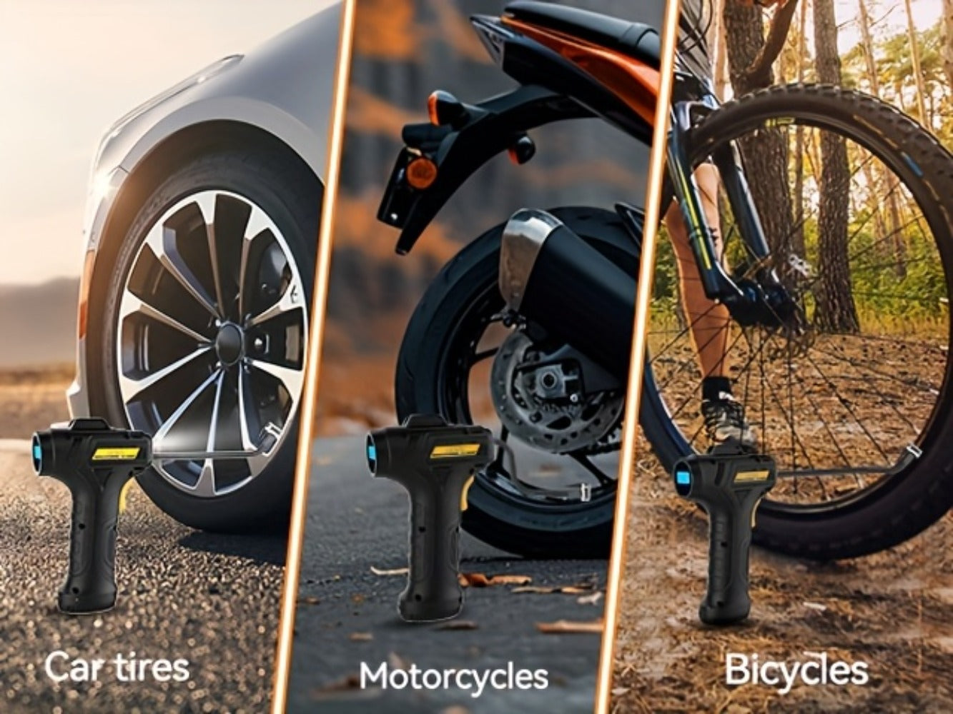 Portable Tire Inflator Air Compressor 150 PSI Cordless with Auto-Shutoff Digital Pressure Gauge LED Light Wireless USB Charging for Car