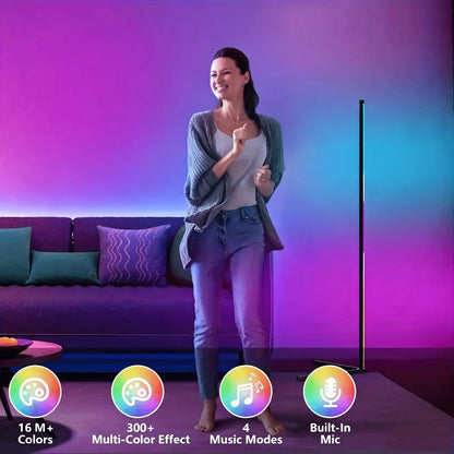 RGB Smart Floor Lamp 56 Inch, 16 Million DIY Color Changing with App & Remote Control, Music Sync