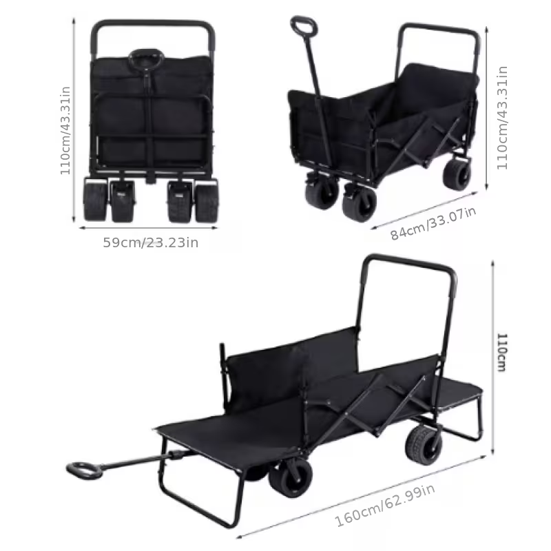 Foldable Utility Wagon Cart 550 lbs, Collapsible Outdoor Cart with Bench Seat & All-Terrain Wheels