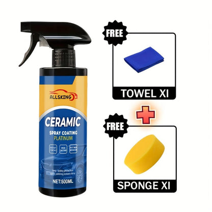Ceramic Coating Spray for Cars – 3-in-1 Nano Polish, Scratch-Resistant Glossy Protective Layer, Compatible with All Paint Types