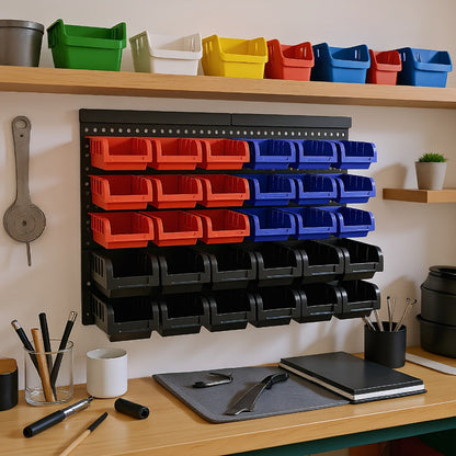Plastic Parts Storage Bins Wall Mount 30pcs, Small Hardware Organizer for Screws, Nuts, Bolts & Nails