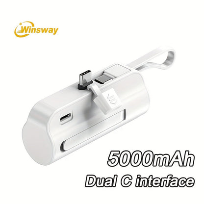 Power Bank 5000mAh Capsule with Dual-Port Options, Wireless Charging and Phone Holder in Four Colors
