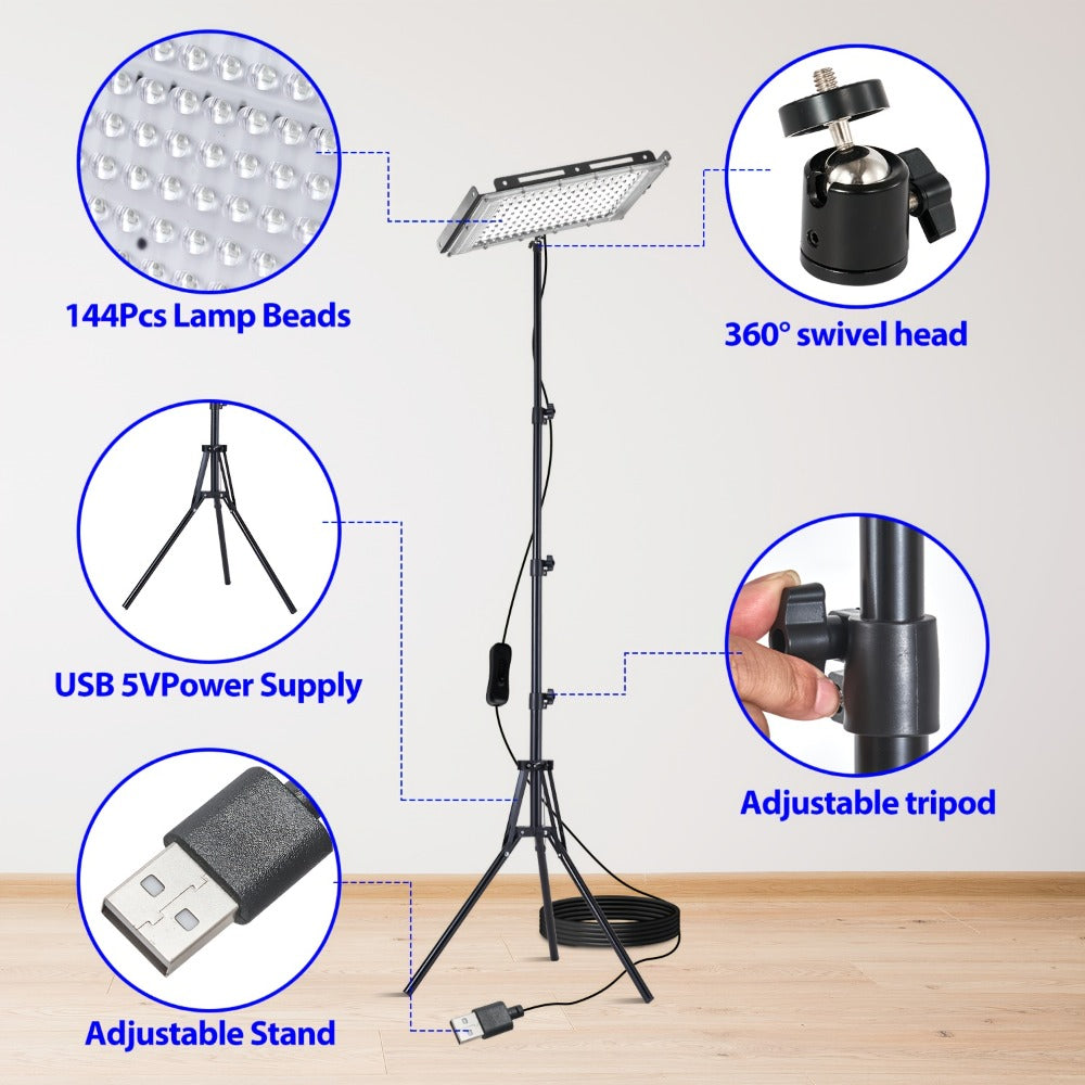 LED Work Light USB Powered 6000K Super Bright, Adjustable Height & Angle Bracket Lamp for Construction Site