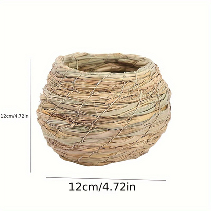 Bird Nest Handwoven Straw Soft Lining Chicks Small Pets Indoor Outdoor