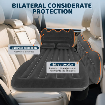 Inflatable Car Bed Plush Folding Design with Storage Bag & Tool Kit Soft Skin-Friendly Comfortable Outdoor Car Air Mattress for Camping