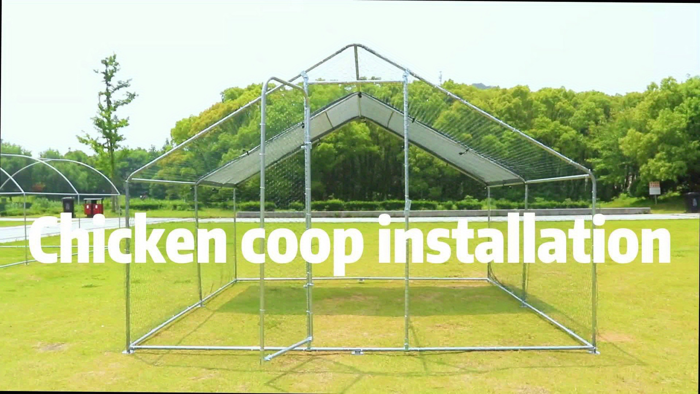Metal Chicken Run Outdoor Poultry Cage Large Walk-in Enclosure for Chickens Ducks Rabbits for Garden, Patio and Yard Use
