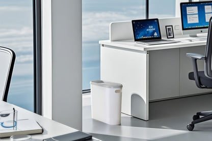 Slim 10L Bathroom Wastebasket with Lid Tray, Built-In Side Handles and Single or Two-Piece Options