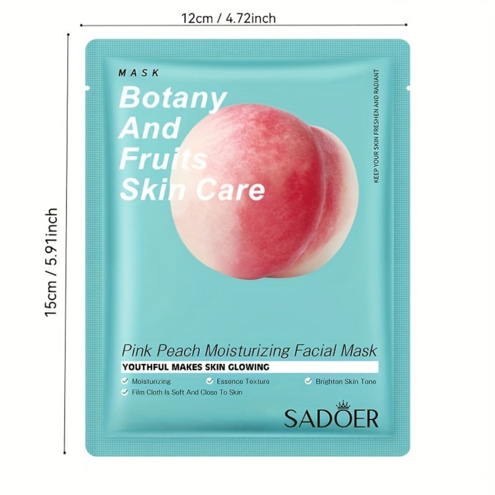 Ten-Piece SADOER Sheet Mask Assortment with Individually Packed Fruit and Rose Pouch Labels