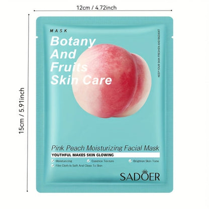 Ten-Piece SADOER Sheet Mask Assortment with Individually Packed Fruit and Rose Pouch Labels
