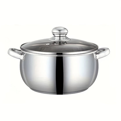 Stainless Steel Soup Pot Apple Pot Heat Resistant Handles Versatile Cookware for Boiling for Home Cooking, Dining and Outdoor Meals