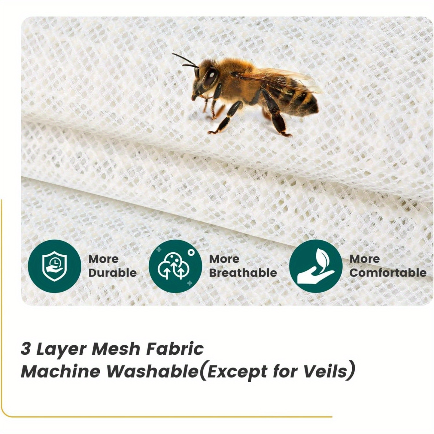 Beekeeping Suit Triple Layer Sting-Resistant Gloves 2 Veils S-3XL for Garden, Patio and Yard Use
