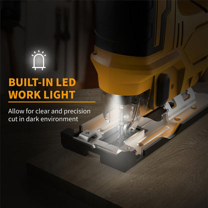 Power Tools ELECMAPS Cordless Jigsaw for DeWalt 20V Max Battery Format with LED, Orbital Settings and Bevel Base