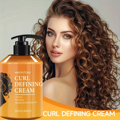 280ml Argan-Oil Curl Defining Cream in Pump Bottle for Leave-In Styling of Wavy, Curly and Coily Hair