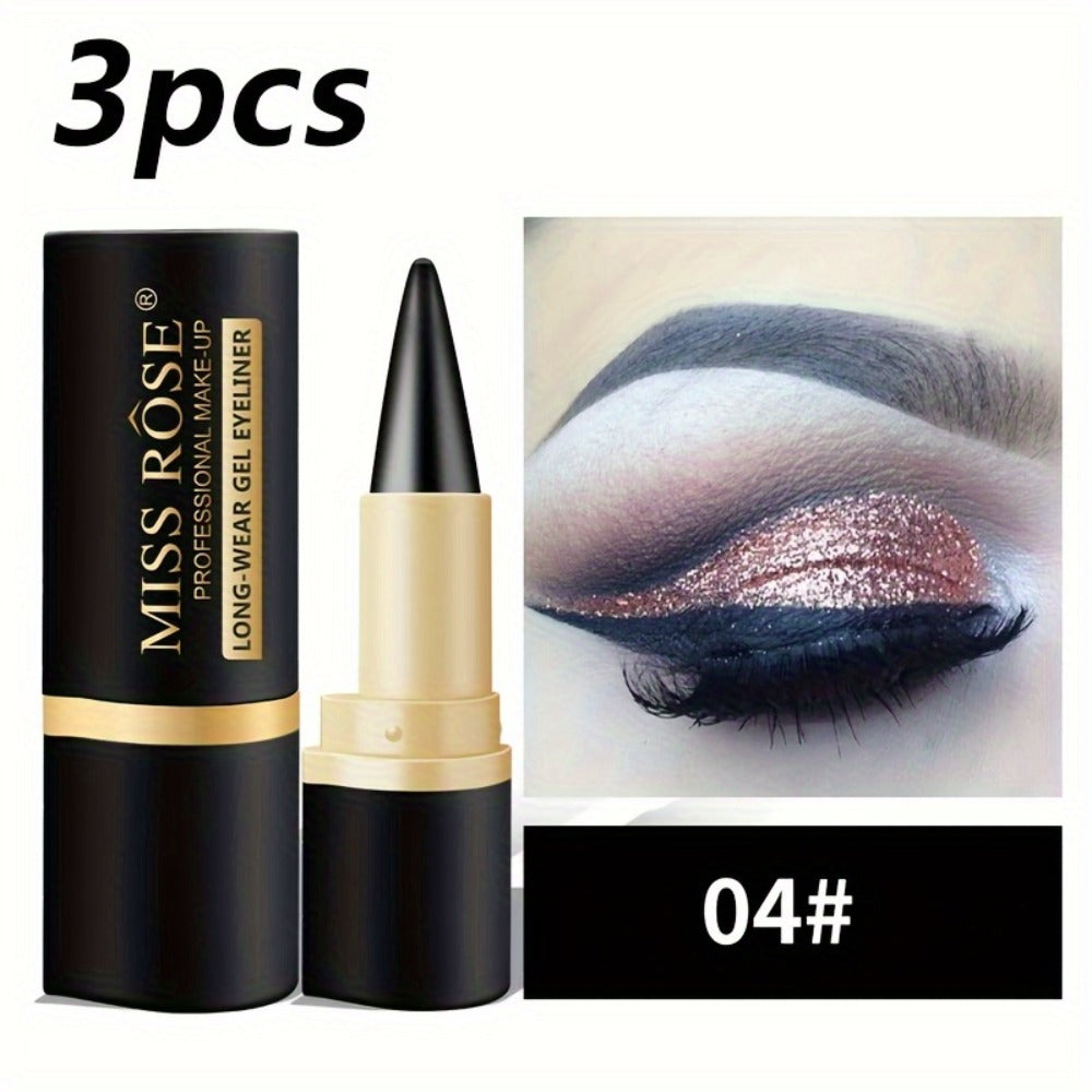 Waterproof Black Eyeliner Pencil Set 3pcs, for Makeup, Travel and Everyday Vanity Use, with the Listed Configuration