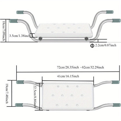 Bath Seat Adjustable Aluminum Shower Chair, Suspended Bathtub Stool with Anti-Slip Handles, Retractable Bath Board for Elderly