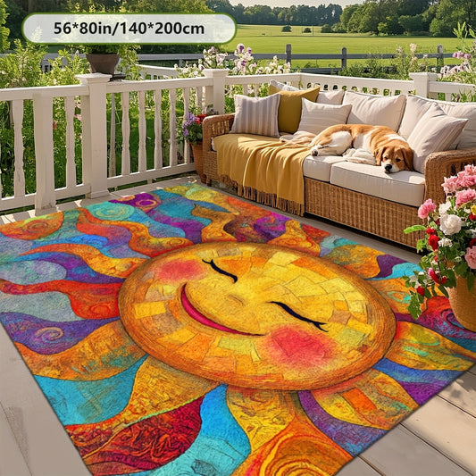 Outdoor Mat Fleece Printed Pattern Soft Non-Slip Rug Machine Washable for Living Room Bedroom Yard RV Camping Picnic Indoor Outdoor
