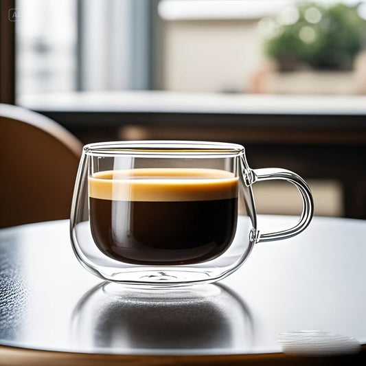 Double Wall Glass Coffee Cups with Handle Insulated Transparent Borosilicate Espresso for Entryways, Bedrooms and Living Spaces