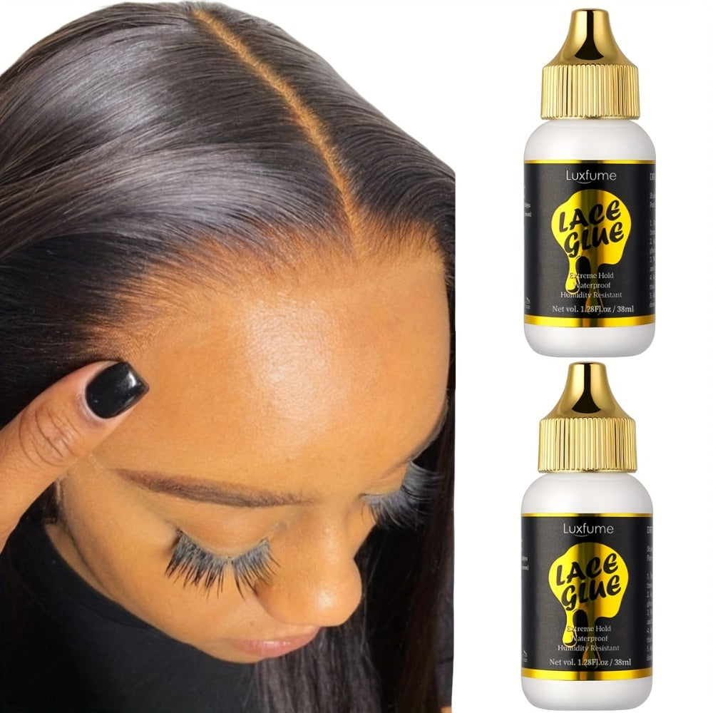 Lace Glue for Wigs Invisible Bonding Adhesive Extreme Hold Fast Drying Lace Front Wig Glue for Daily Wear Styling 2pcs Set