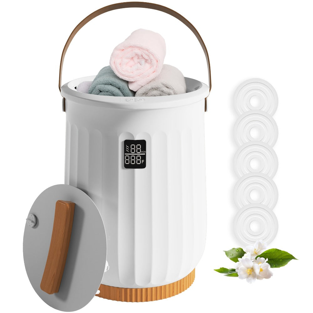 20L Digital Towel Warmer Bucket with LED Display, Four Timer Settings, Child Lock and White Finish
