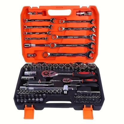 Premium Stainless Steel Repair Tool Kit 55/82/94/121PCS – Complete Automotive & Home Repair Set | Multi-Function Hand Tools | No Charging