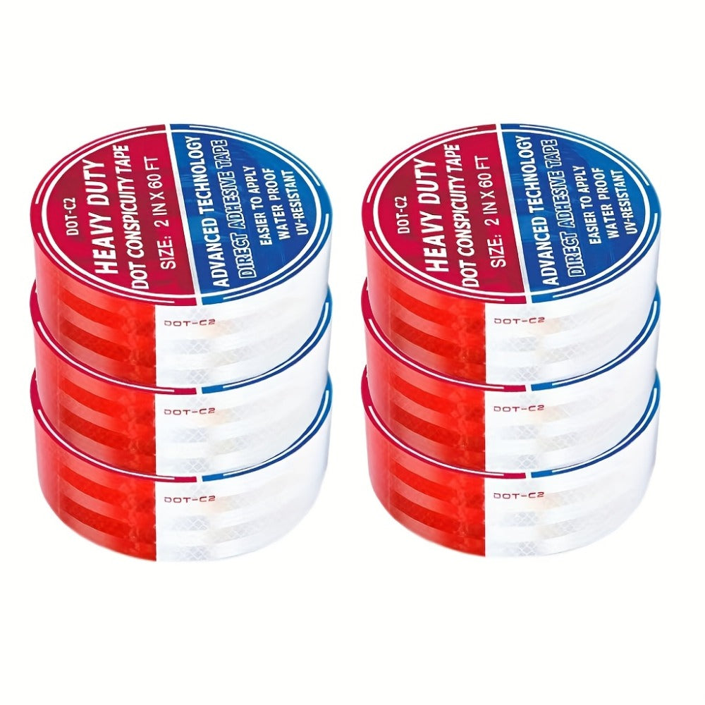 DOT-C2 Reflective Tape 2"x60' High Intensity Prismatic Self-Adhesive Safety Strip – Waterproof Wear-Resistant Ultra Bright for Cars Trucks