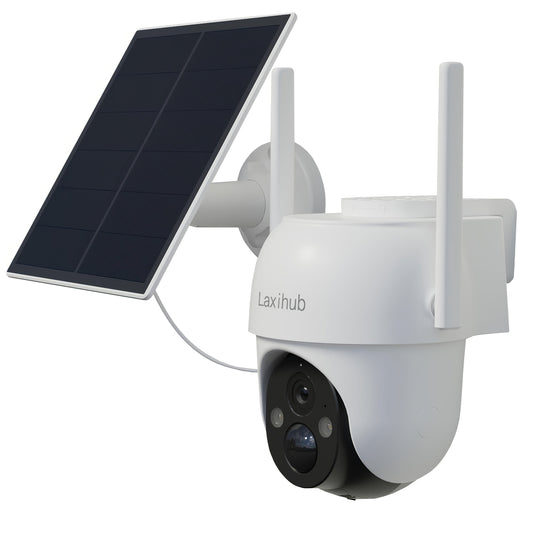 3MP Solar PTZ Outdoor Security Camera with 2.4GHz WiFi, Sold Alone or in One- or Two-Camera Solar Panel Packages