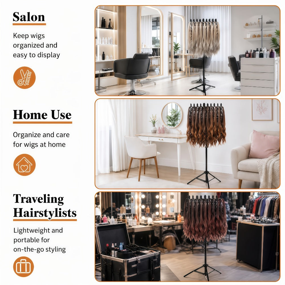 Braiding Hair Rack 144 Pegs Height Adjustable 2-Side Hair Extension Holder Stand with Tray – Foldable Portable Professional Braiding Station