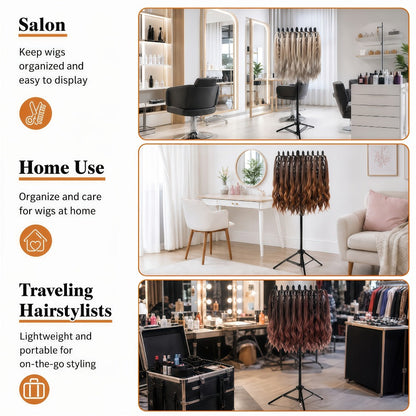 Braiding Hair Rack 144 Pegs Height Adjustable 2-Side Hair Extension Holder Stand with Tray – Foldable Portable Professional Braiding Station
