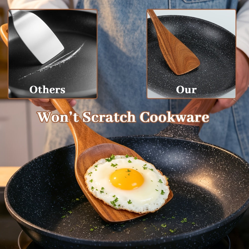 Kitchen Utensils by JIASING, 3-, 5- or 7-Piece Wood Spoon, Spatula, Ladle and Egg-Beater Set Options