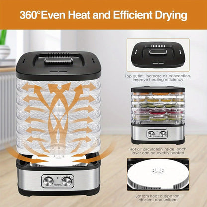 Food Dehydrator 240W with Temperature Control | BPA-Free Dishwasher-Safe Trays, Electric Food Dryer for Jerky, Fruits, Herbs & Vegetables