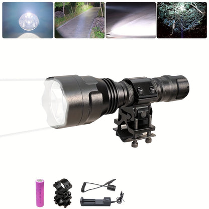 Flashlight Red, Green or White Hunting Light with Remote Switch, 18650 Battery and Mount Options