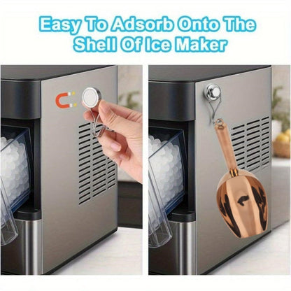 Ice Scoop Stainless Steel with Magnetic Hook Rose Gold Finish Compatible with GE Profile Opal Ice Maker Granular Ice Maker Unit Refrigerator