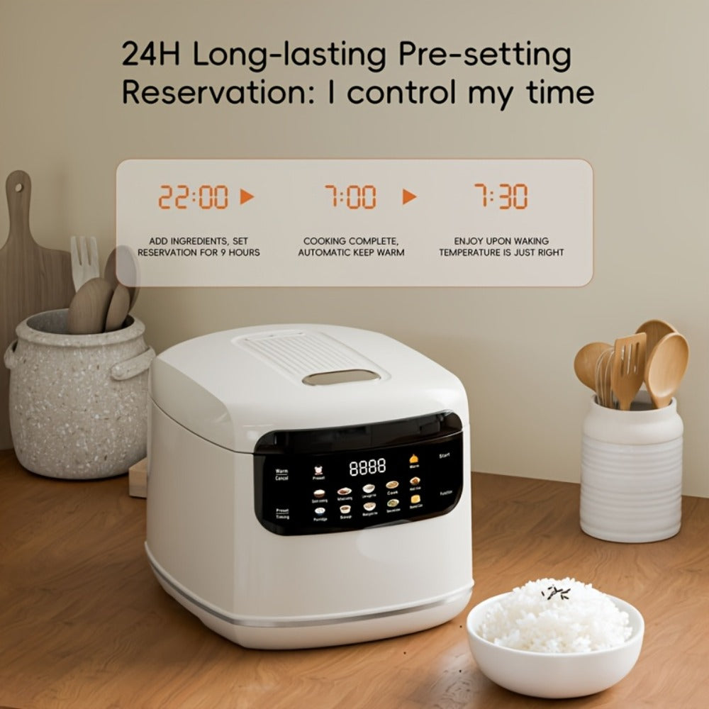 Rice Cooker 2L 4 Cups 10-in-1 Mini Multifunctional Compact Electric Rice Cooker for Rice for Home Cooking, Dining and Outdoor Meals