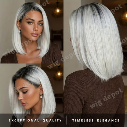 Synthetic Wig 4x1 U-Part Lace Front Bob, 14-Inch Middle Part with Six Color Choices for Cosplay