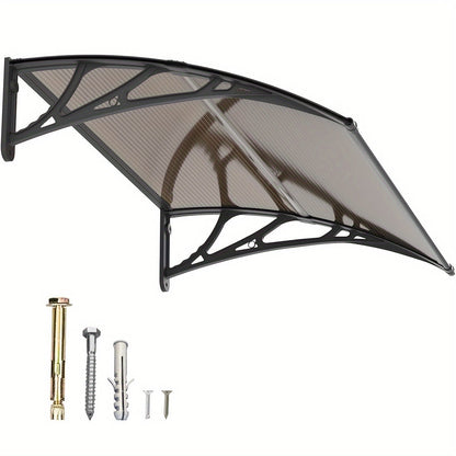 Polycarbonate Window Awning Door Canopy - UV Rain Snow Sun Protection Overhang for Doorways, Patio & Windows