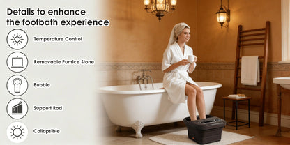Foldable Foot Spa Bath Massager with Heating, Temperature-Controlled Foot Soak Basin with Massage Rollers