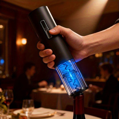 Electric Wine Opener Set 4-in-1 Rechargeable - USB-C Corkscrew with Blue LED, Vacuum Stopper