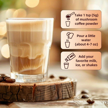 Mushroom Coffee Blend Powder 210g, Instant Coffee with Lion's Mane, Reishi, Cordyceps, Chaga & Chanterelle