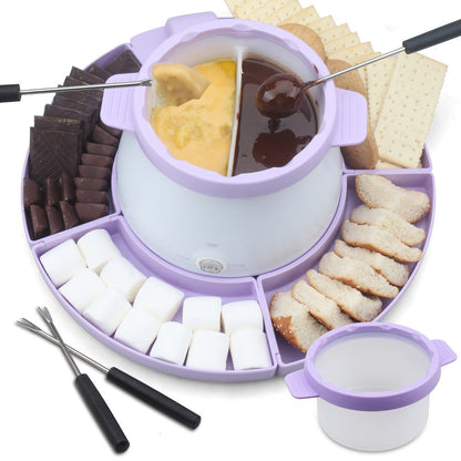 Chocolate Melting Pot Electric Fondue Pot Set with Fondue Forks 2.5 Cup Dual Pots Candy for Entryways, Bedrooms and Living Spaces