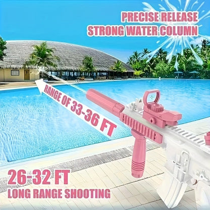 Continuous-Fire Water Gun for Kids & Adults, High- Long-Range Squirt Blaster for Summer Beach Pool Backyard Outdoor Play