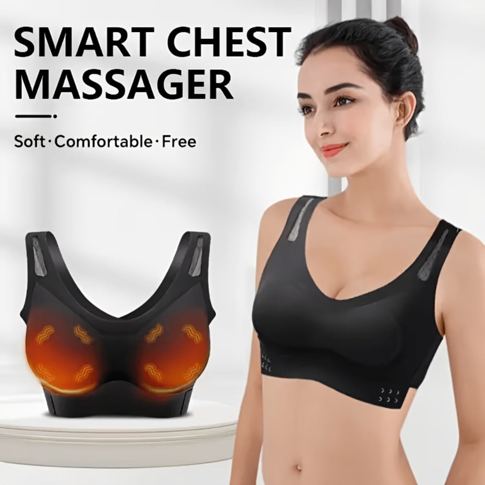 Electric Chest Massager Vibration Rechargeable - Intelligent Constant Temperature Heating Massage Bra for Women