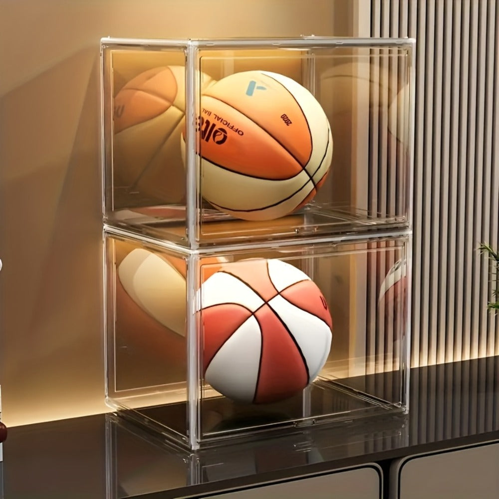 XL Clear Stackable Acrylic Storage Bins with Magnetic Lid – Dustproof Large Display Case for Figures, Collectibles, Helmets, Shoes, Bags