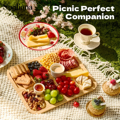 Bamboo Charcuterie Board with Acrylic Lid 8 Compartment, Portable Cheese Tray & Deli Platter with Snap-On Cover for Parties