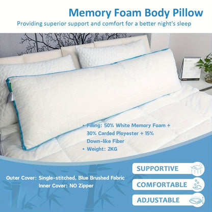 Body Pillow for Adults Full Body Pillow Firm Long Sleeping Pillow for Back Stomach Side Sleeper Bed Pillow Support Pregnancy Pillow Grey