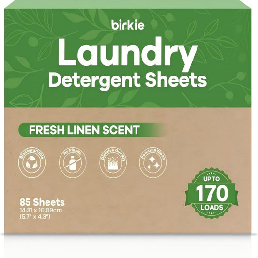 Birkie Fresh Linen Laundry Detergent Sheets, 85-Sheet Cartons with Single or Multipack Options