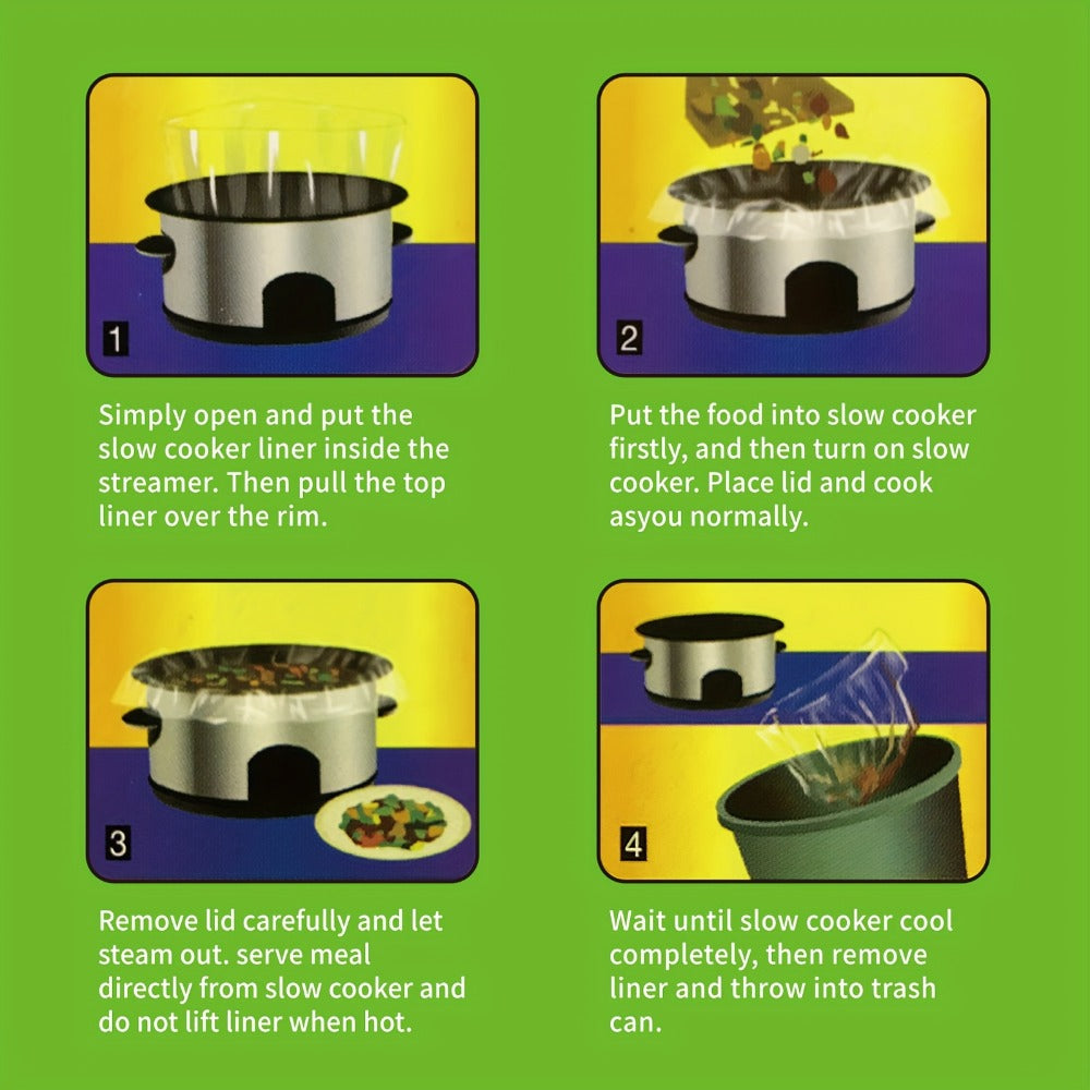 Slow Cooker Liners 14x22 Inch Disposable Cooking Bags 30 Count Fit 6 to 10 Quart Oval for Home Cooking, Dining and Outdoor Meals